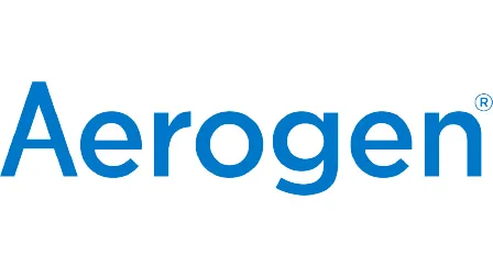 Aerogen logo with bold blue text on a white background.