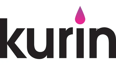 Kurin logo in bold black font with a pink blood droplet design above the letter 'i' on a white background.