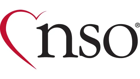 NSO logo with lowercase black letters and a red curved line forming the left half of a heart around the letter 'n', on a white background.