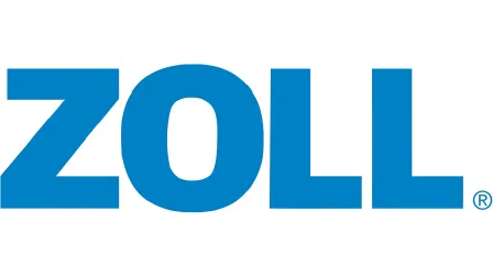 ZOLL logo in bold, blue capital letters.